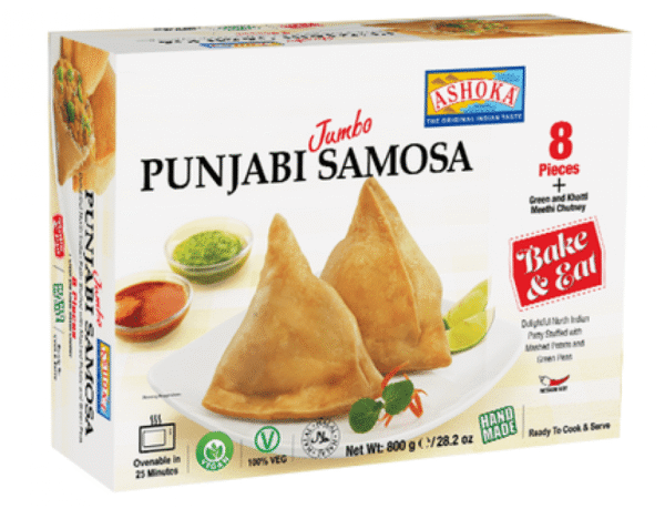Ashoka Punjabi Samosa With Green And Khatti Meethi Chutney 700g - 8pcs