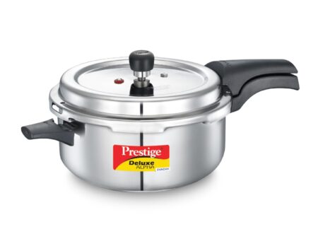 Prestige 3L Deluxe Alpha Svachh stainless steel Pressure Cooker|Outer lid|Ideal for 5-7 persons|Deep lid for spillage control|Gas & induction compatible|Silver