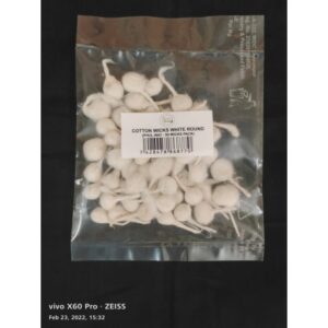 CnM Cotton Diya Wicks Round -50 per pack