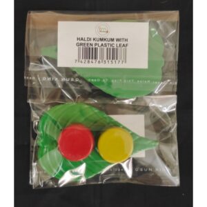 CnM Green Plasic Leaf With Haldi Kumkum