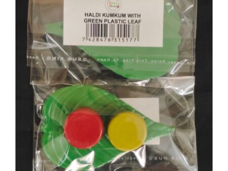 CnM Green Plasic Leaf With Haldi Kumkum