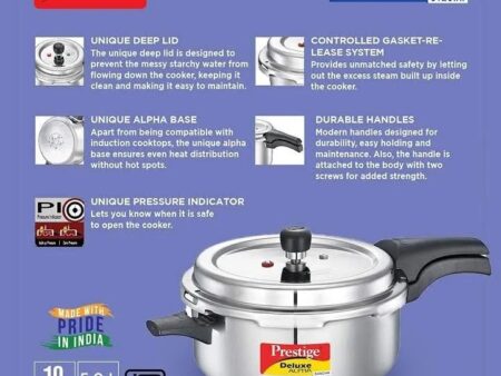 Prestige deluxe Alpha Pressure Cooker (Aluminium) 5 LTR