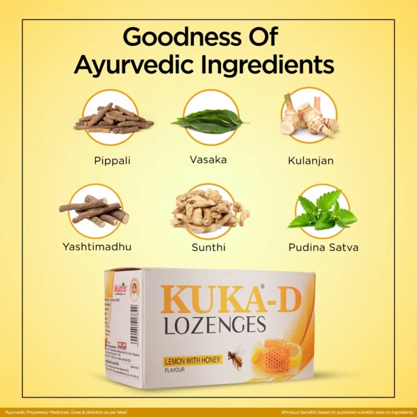 Multani Kuka-D Cough Lemon with Honey Lozenges | For Sore Throat & nagging Cough  8