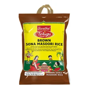 SWETHA TELUGU FOODS Brown Sona Masoori Rice 4,54 KG