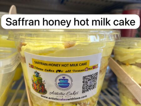 Artistic cake saffron honey