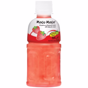 Mogu Mogu Strawberry Flavoured Drink with Nata de Coco Bottle 320ml