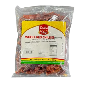 Swetha-Telugu Foods Guntur Red Chilli Long  with Stem 1OO G